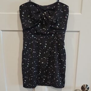 BCBGeneration Black Strapless Dress with Star Pattern
